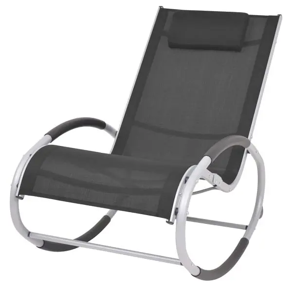vidaXL Protected Outdoor Rocking Chair Black Textilene, 24.4" x 48" x 32.3", 47781