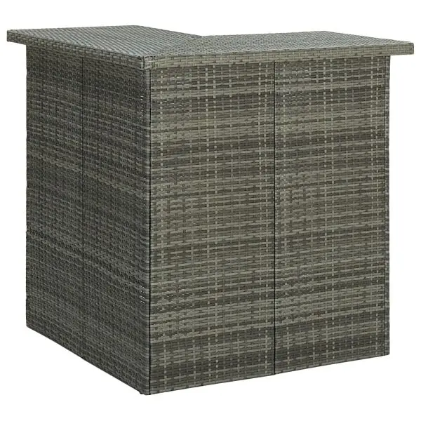 vidaXL Quick Corner Bar Table Gray 39.4"x19.7"x41.3" Poly Rattan, 313482