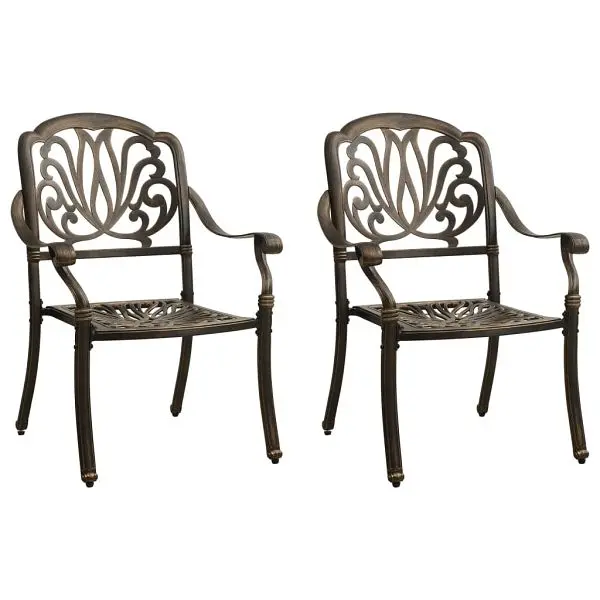 vidaXL Quick Patio Chairs 2 pieces Cast Aluminum Bronze, Brown colored, 315567