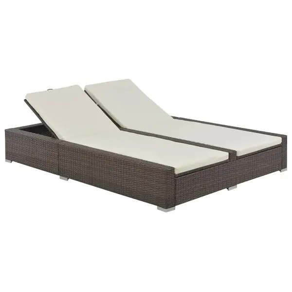 vidaXL Rapid Double Sun Lounger Poly Rattan, Tan colored, 44751