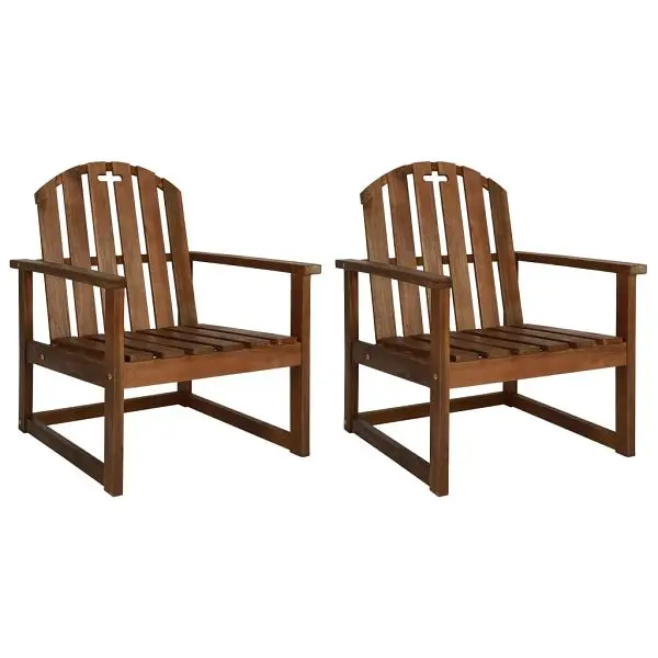 vidaXL Recyclable Patio Sofa Chairs 2 pieces Solid Acacia Wood, Walnut colored, 44033