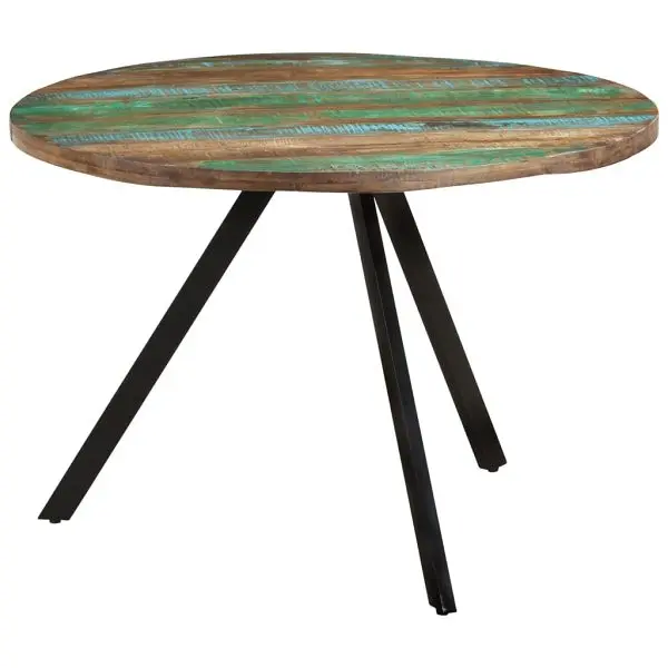 vidaXL Regular Dining Table 43.3"x29.5" Solid Wood Reclaimed, Multicolour colored, tri foot, 338477