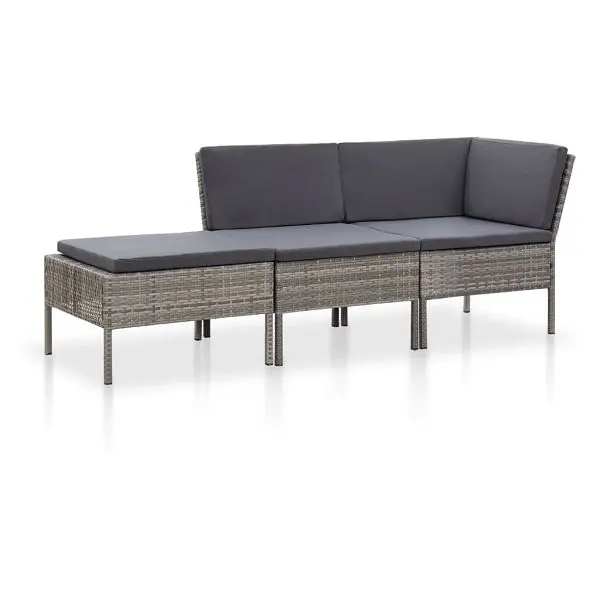 vidaXL Reinforced 3 Piece Patio Lounge Set Cushions Poly Rattan Gray, 3 x Back/side cushion, 48962