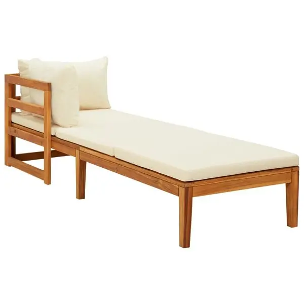 vidaXL Reinforced Sun Lounger 1 Armrest Cream White Solid Acacia Wood, 316313