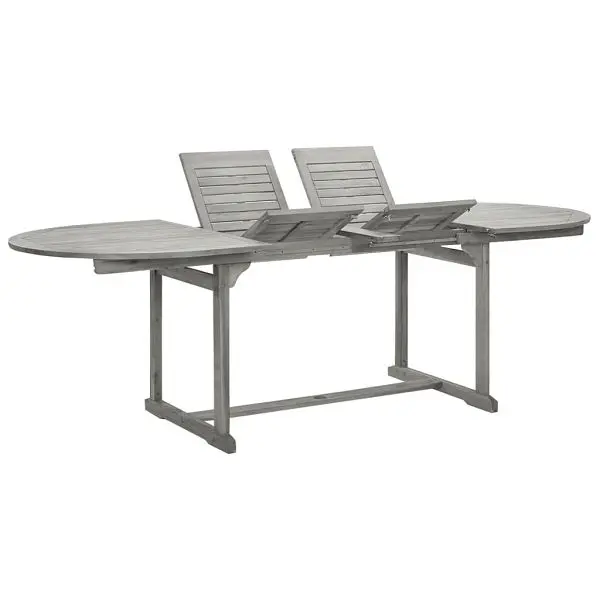 vidaXL Ribbed Patio Dining Table (63"-94.5")x39.4"x29.5" Solid Acacia Wood, Gray colored, 316572