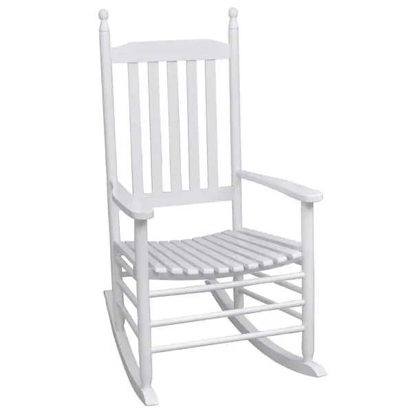 vidaXL Ribbed Rocking Chair Curved Seat White Wood, 40858