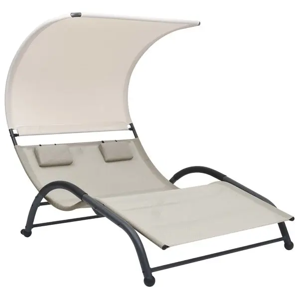 vidaXL Safe Double Sun Lounger Canopy Textilene Cream, 74.8" x 53.9" x 62.2", 310544