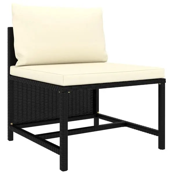 vidaXL Sectional Middle Sofa Cushions Ebony Poly Rattan, 313508