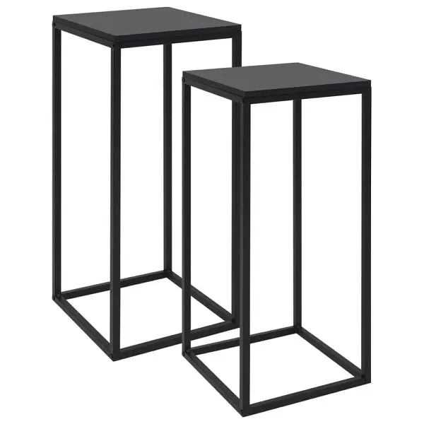 vidaXL Side Tables 2 pieces Black Steel, 9.8" x 9.8" x 23.6", 336128