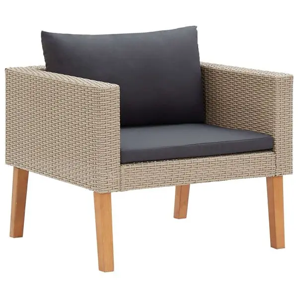 vidaXL Single Patio Sofa Cushions Poly Rattan Beige, 310219