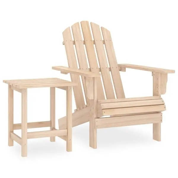vidaXL Sleek Patio Adirondack Chair Table Solid Fir Wood, Cream colored, 315922