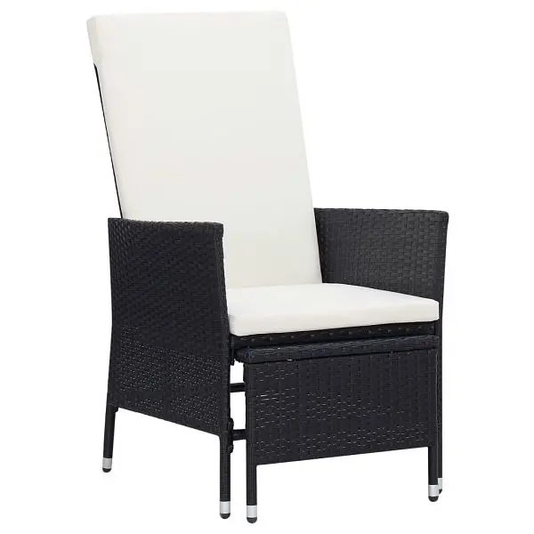 vidaXL Smooth Reclining Patio Chair Cushions Poly Rattan Black, 310228