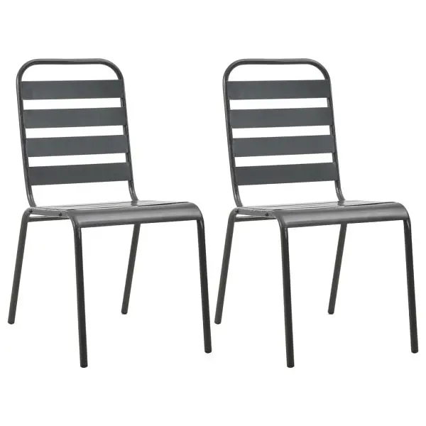 vidaXL Stackable Patio Chairs 2 pieces Steel Gray, 44257