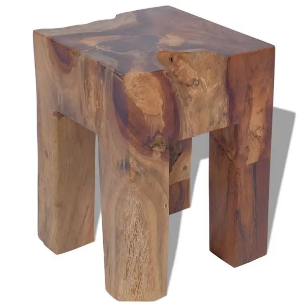 vidaXL Stool Solid Teak Wood, Chocolate colored, 4 legs, 243471