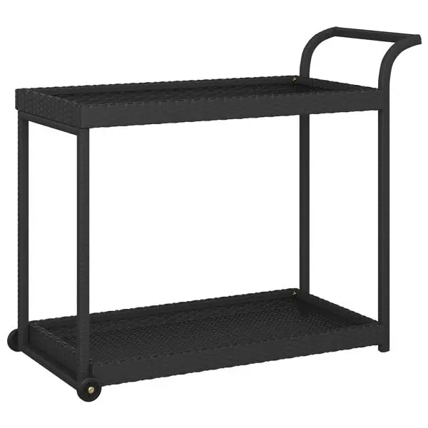 vidaXL Streamlined Bar Cart Onyx 39.4"x17.7"x32.7" Poly Rattan, 316666
