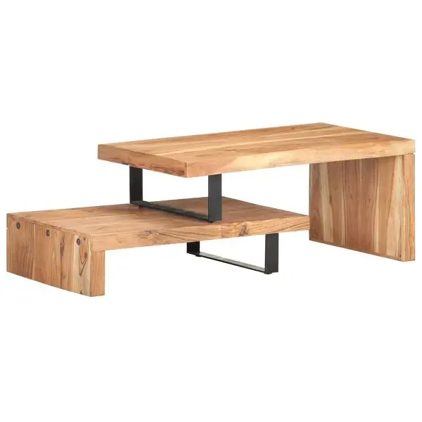 vidaXL Streamlined 2 Piece Coffee Table Set Solid Acacia Wood, Beige colored, 320394