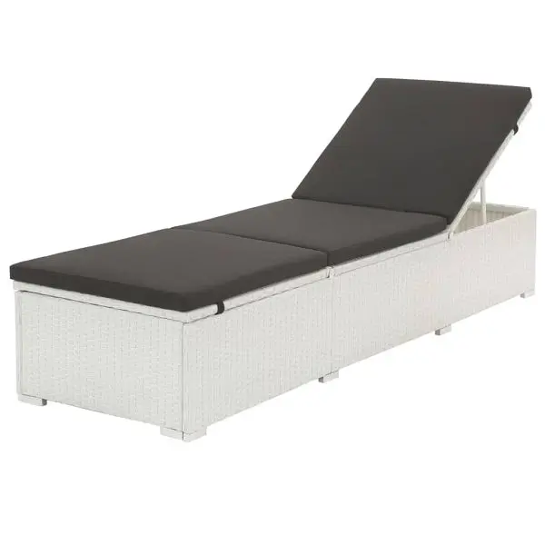 vidaXL Sun Lounger Cushion Poly Rattan White, 43951