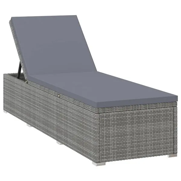 vidaXL Sun Lounger Cushion Poly Rattan Charcoal, 46220