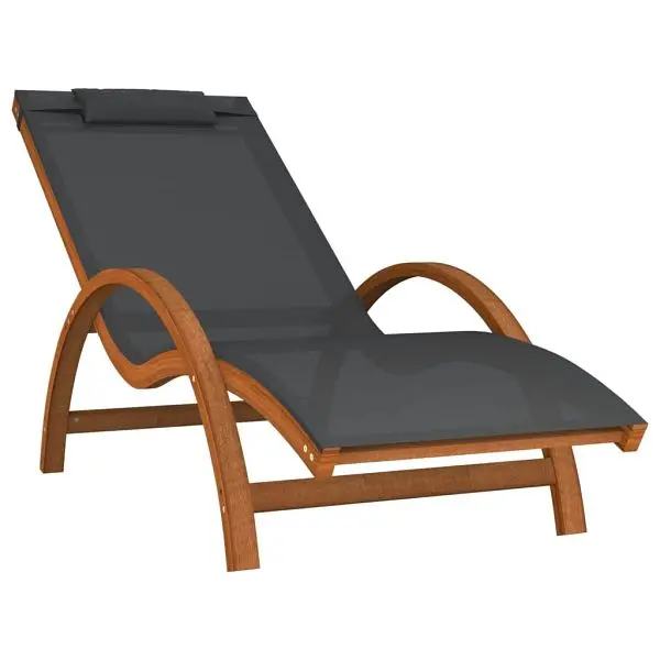 vidaXL Sun Lounger Pillow Gray Textilene and Solid Wood Poplar, 363470