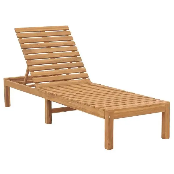 vidaXL Sun Lounger Solid Teak Wood, Beige colored, 316171