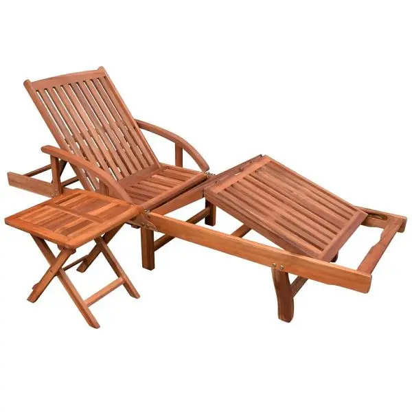 vidaXL Sun Lounger Table Solid Acacia Wood, Brown colored, 42594