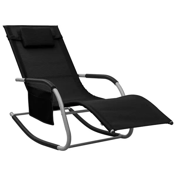 vidaXL Sun Lounger Textilene Black and Gray, legs up, 310505