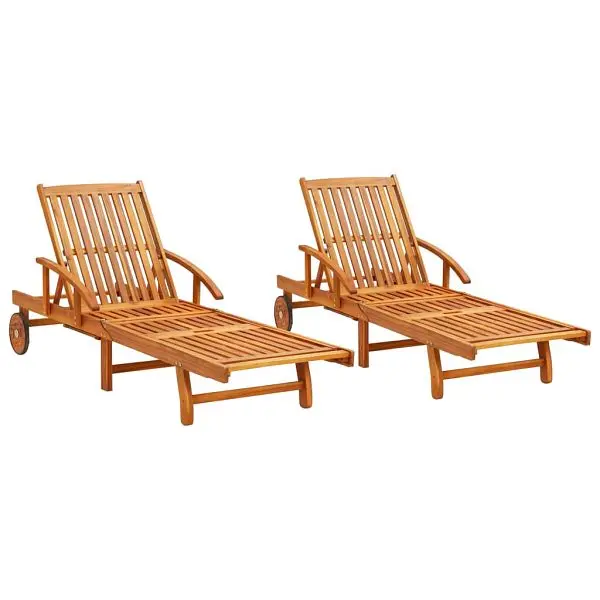 vidaXL Sun Loungers 2 pieces Solid Acacia Wood, Chocolate colored, 3077329