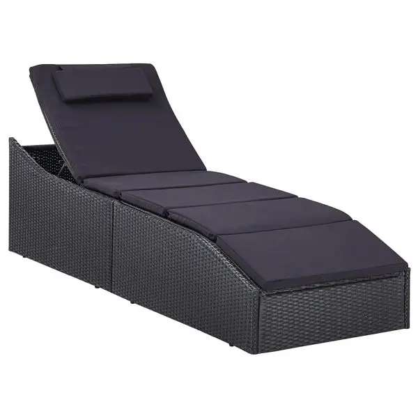 vidaXL Sunbed Cushion Poly Rattan, Ebony colored, 46541