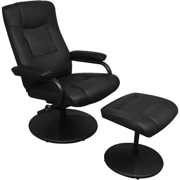 vidaXL Swivel Recliner Ottoman Black Faux Leather, 241535