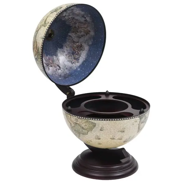 vidaXL Tabletop Globe Bar Wine Stand Eucalyptus Wood Hunter Green, 320909