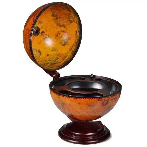 vidaXL Tabletop Globe Bar Wine Stand Eucalyptus Wood, Chocolate colored, 240698