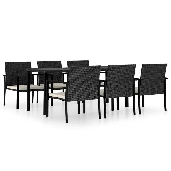 vidaXL Top-Tier 7 Piece Patio Dining Set Poly Rattan Black, 3065709