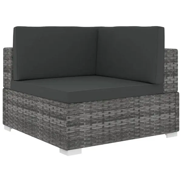 vidaXL Traditional Sectional Corner Chair Cushions Poly Rattan Slate Gray, 48294