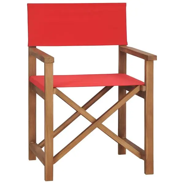 vidaXL Unique Director's Chair Solid Teak Wood Cherry Red colored, 47414