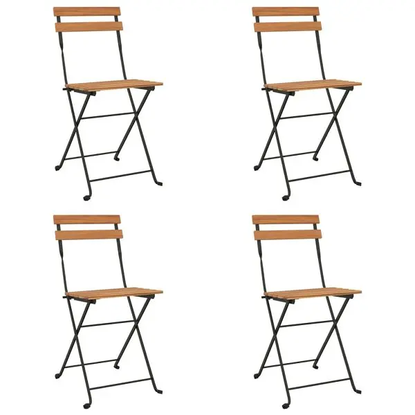 vidaXL User-Friendly Folding Bistro Chairs 4 pieces Solid Wood Teak and Carbon Steel, Brown colored, 319980