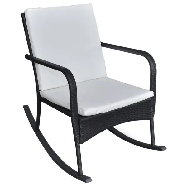 vidaXL User-Friendly Outdoor Rocking Chair Black Poly Rattan, 25.2" x 39.8" x 35.8", 42493