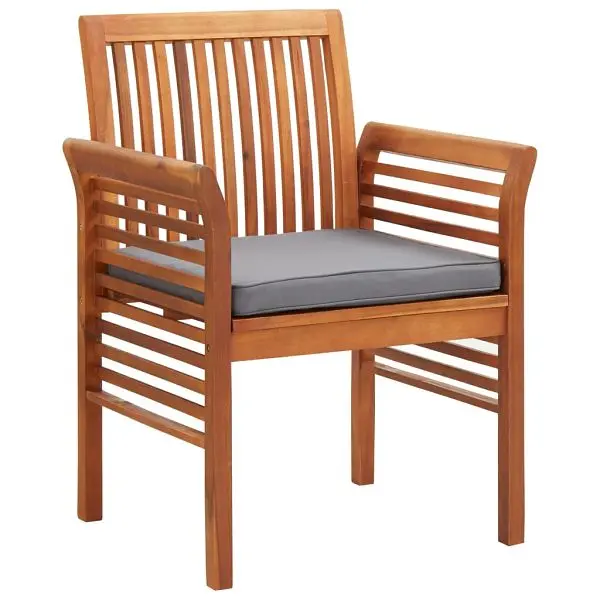 vidaXL Weather-Resistant Patio Dining Chair Cushion Solid Acacia Wood, Bronze colored, 45969