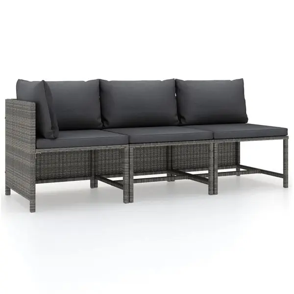 vidaXL Wide 3 Piece Patio Lounge Set Cushions Poly Rattan Gray, 4 x Back/side cushion, 313505
