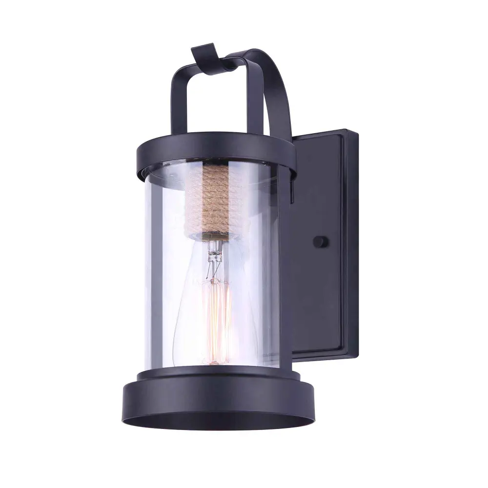 Delano 1-Light Outdoor Wall Fixture Rope, Ebony