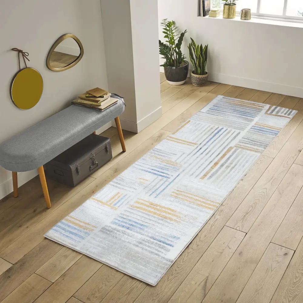 Nova - 2'7" X 7' Area Rug Polypropylene - Multiple / White