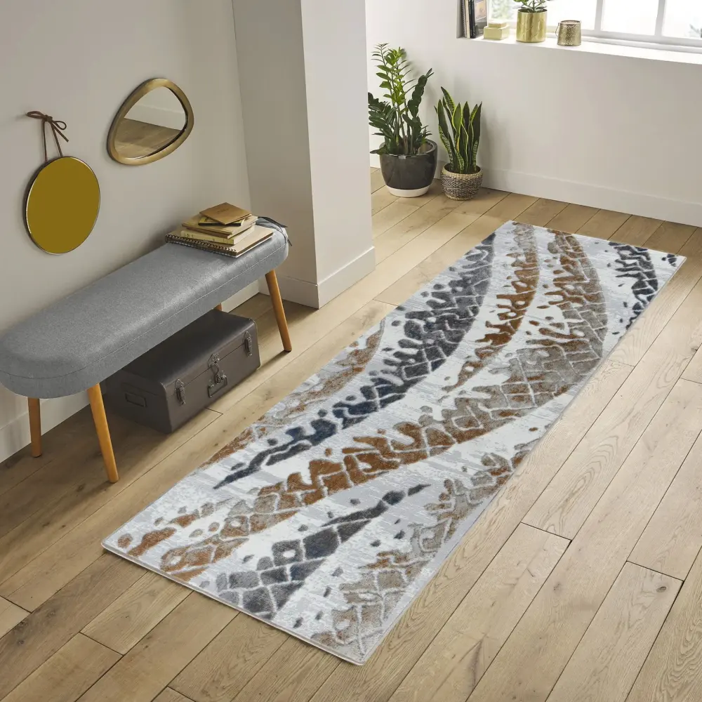 Nova - 2'7" X 7' Polypropylene, Area Rug - Multi / Chalk