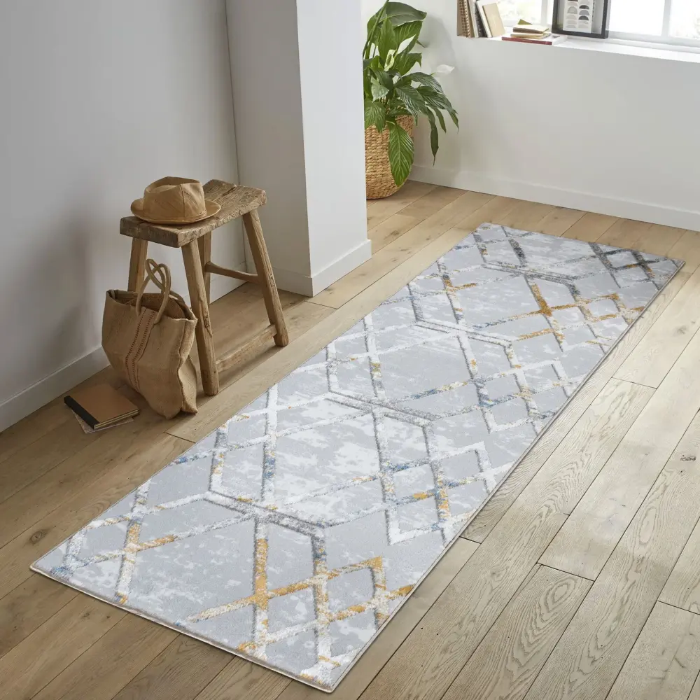 Nova - 2'7" X 7' Polypropylene Area Rug - Various / White Polypropylene Material