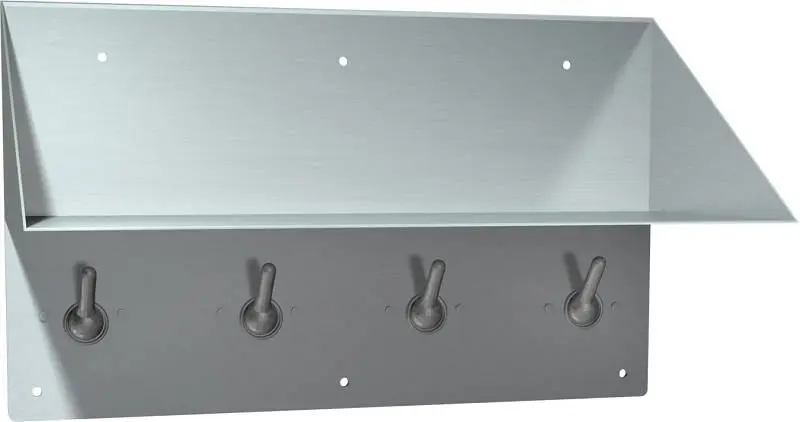 ASI Book Shelf/Clothes Hook - Front Mount - Surface Mounted, 10-128-1