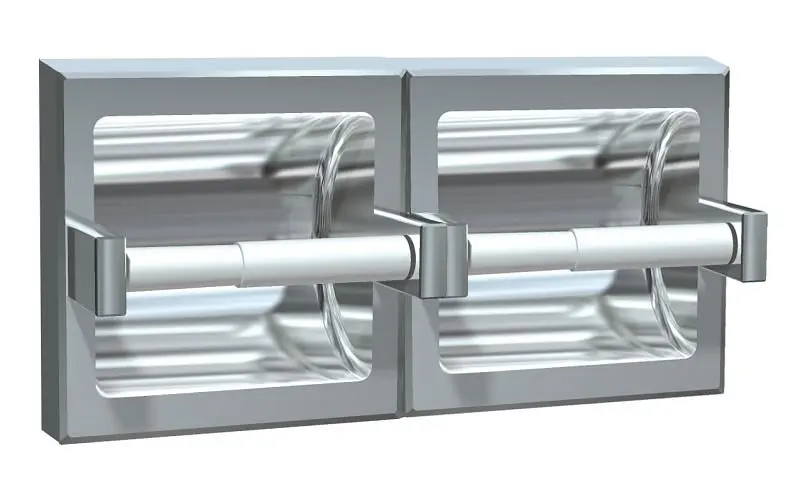 ASI Diamond-Pattern Toilet Tproblem Holder (Double) - Surface Mounted, Bright Stainless Steel, 10-74022-BSM