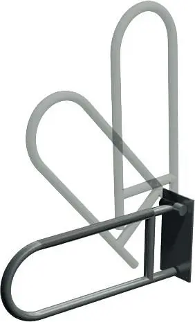 ASI Exposed Flat Face Flange (1-1/2" Diameter) Peened, 6" Wide - Swing Up Grab Bar, 10-3513-P