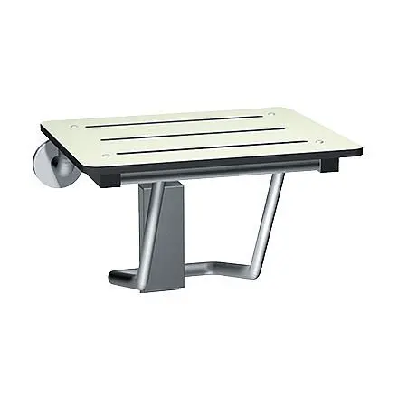 ASI Folding Shower Seat, Rectangular Solid Phenolic - Space-saving 20" wide, White, ADA - NEW, 10-8203-20