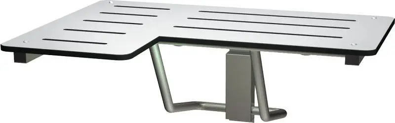ASI Folding Shower Seat, Solid Phenolic, Pure White - L Influenced, 33" wide - Right Hand, ADA, 10-8206-R