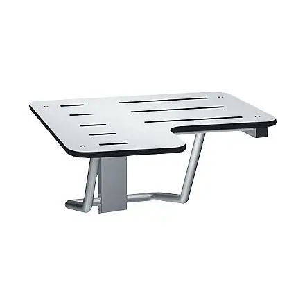 ASI Folding Shower Seat, Solid Phenolic, White - L Influenced, 28" wide- Right Hand, ADA, 10-8206-R-28