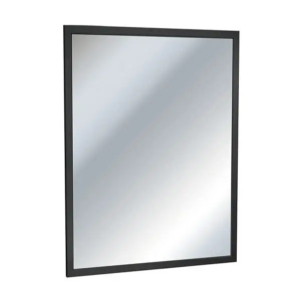 ASI Plate Glass Mirror - Matte Black Stainless Mild Steel, Inter - Lok Angle Frame - 24"W x 36"H - NEW, 10-0600-...