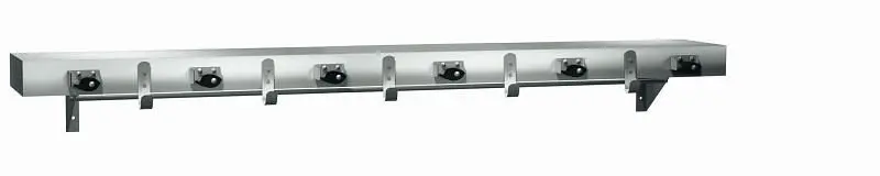 ASI Shelf/Functionality Hook & Mop Strip Drying Rod (5 Hooks, 6 Holders), 48" Length, 10-1315-6